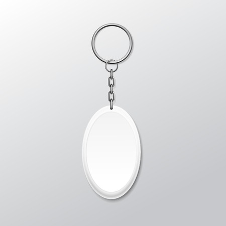 Blank Oval Keychain with Ring and Chain for Keyのイラスト素材