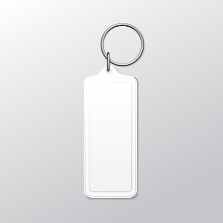 Blank Square Keychain with Ring and Chain for Keyのイラスト素材