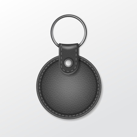 Blank Leather Round Keychain with Ring for Keyのイラスト素材