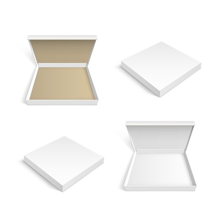 Pizza Box Packaging Template Isolated on White Backgroundのイラスト素材