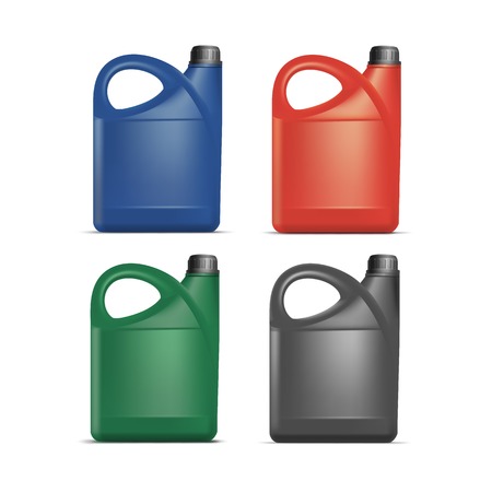 Set of Blank Plastic Jerrycan Canister Gallon Oil Cleanser Detergent Abstergent Isolatedのイラスト素材