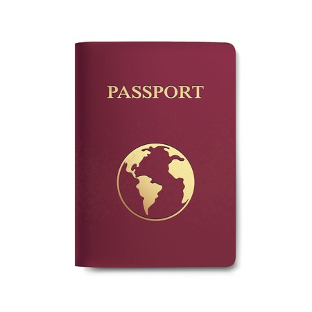 Vector Passport with Map Isolated on Whiteのイラスト素材