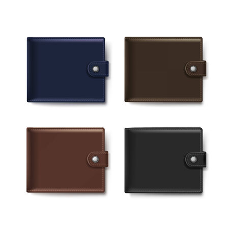 Vector Set of Leather Wallets Isolated on Whiteのイラスト素材