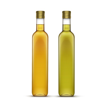 Vector Set of Olive or Sunflower Oil Glass Bottlesのイラスト素材