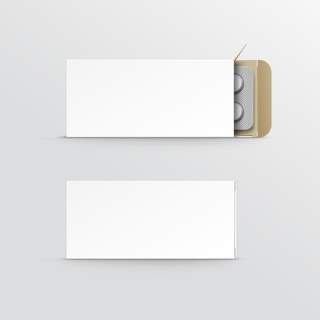 Vector Blank White Package Box for Blister of Pills Isolated on Backgroundのイラスト素材