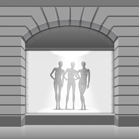 Clothing Shop Boutique Store Front with Mannequinsのイラスト素材