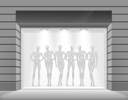 Clothing Shop Boutique Store Front with Mannequinsのイラスト素材