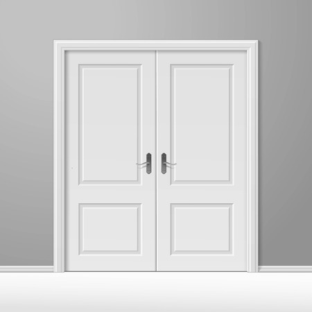 White Closed Door with Frameのイラスト素材