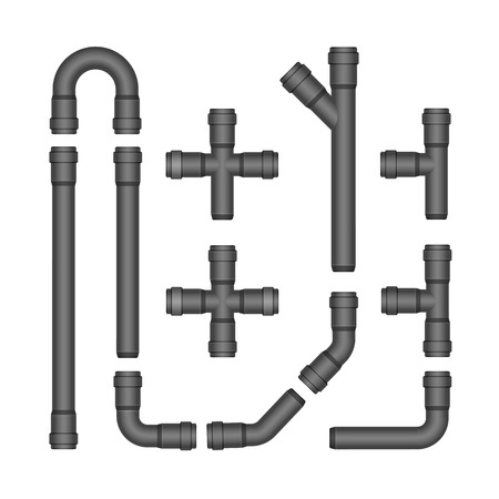 Vector Set of Plastic Pipes Isolated on Whiteのイラスト素材
