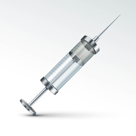 Vector Glass Medical Syringe Isolated on Whiteのイラスト素材