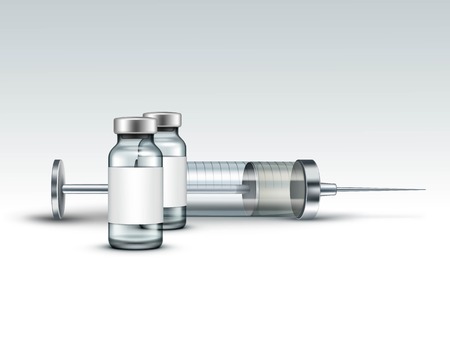 Vector Glass Medical Syringe Isolated on Whiteのイラスト素材