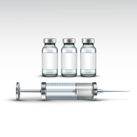 Vector Glass Medical Syringe Isolated on Whiteのイラスト素材
