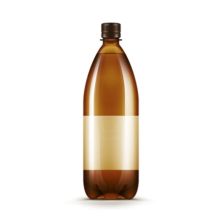 Vector Blank Brown Plastic Water Beer Kvass Bottleのイラスト素材
