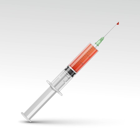 Vector Plastic Medical Syringe Isolated on Whiteのイラスト素材
