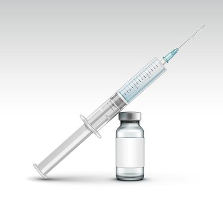 Vector Plastic Medical Syringe Isolated on Whiteのイラスト素材