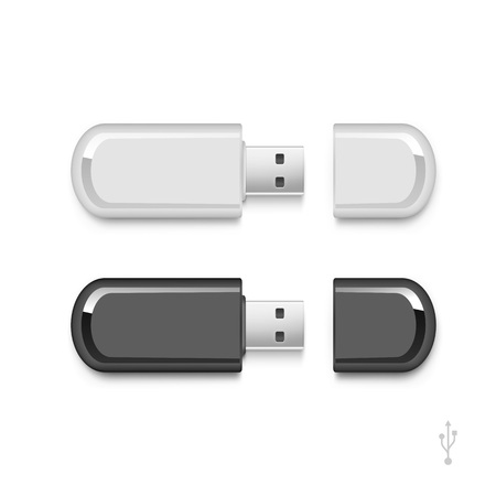 USB Flash Drive Stick Memory Vector Set Isolatedのイラスト素材