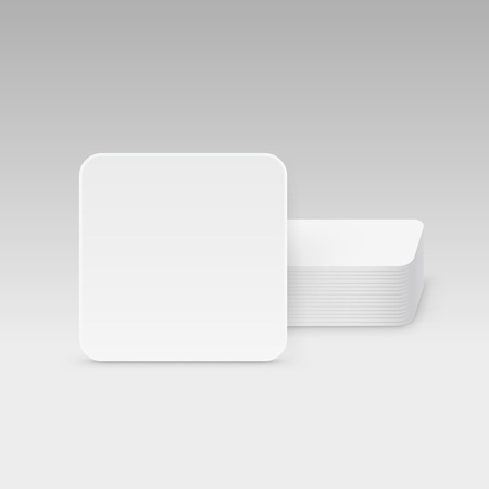 White Square Blank Beer Coasters Vector Isolated Illustrationのイラスト素材