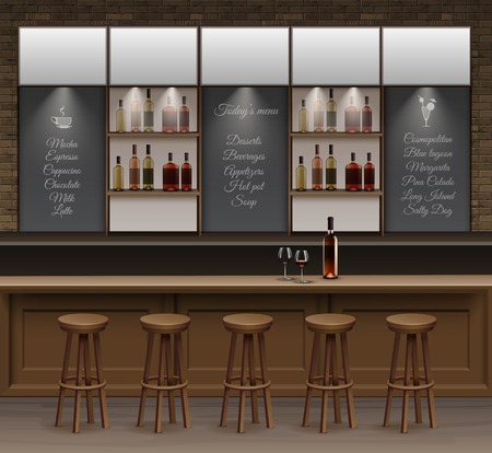 Illustration of Bar Cafe Beer Cafeteria Counter Desk Interiorのイラスト素材
