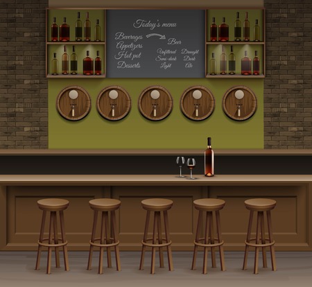 Illustration of Bar Cafe Beer Cafeteria Counter Desk Interiorのイラスト素材