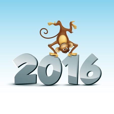 2016 Happy New Year of the Chinese Calendar Monkey Christmas Cardのイラスト素材