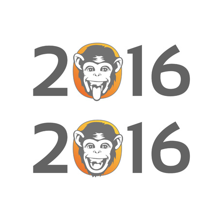2016 Happy New Year of the Chinese Calendar Monkey Christmas Cardのイラスト素材