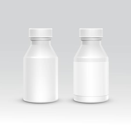 Blank Plastic Packaging Bottle with Cap for Pills Isolated on Backgroundのイラスト素材