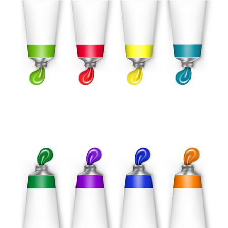 Vector Colored Multicolored Tubes of Paint Isolated on White Backgroundのイラスト素材