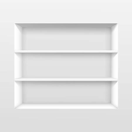 Vector White Empty Shelf Shelves Isolated on Wall Backgroundのイラスト素材