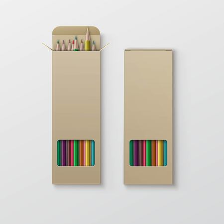 Box of Colored Pencils Isolated on Backgroundのイラスト素材