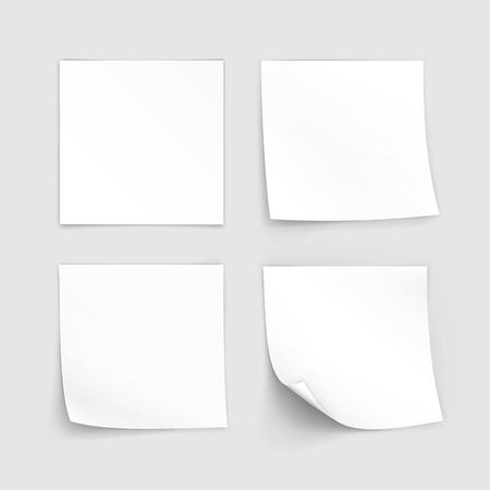 Vector Set of Paper Sticker Sticky Note Post Memo Label Isolated on White Backgroundのイラスト素材