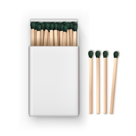Opened Blank Box Of Green Matches Top View Isolated on White Backgroundのイラスト素材