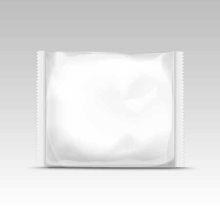 Vector White Horizontal Sealed Empty Transparent Plastic Bag for Package Design  Close up Isolated on White Backgroundのイラスト素材