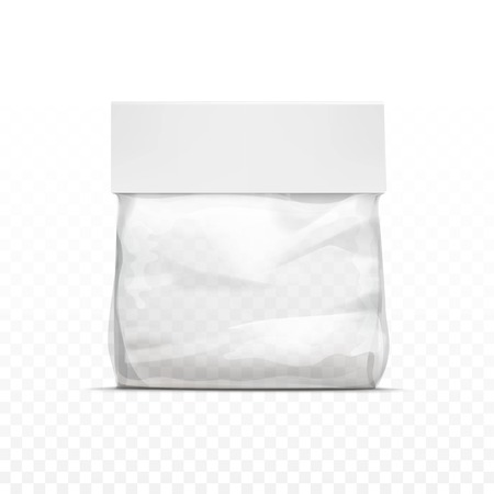 Vector White Vertical Sealed Empty Transparent Plastic Bag for Package Design  Close up Isolated on Transparent  Backgroundのイラスト素材