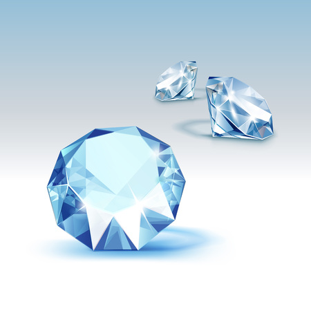 Vector Blue Shiny Clear Diamonds Close up Isolated on  Backgroundのイラスト素材