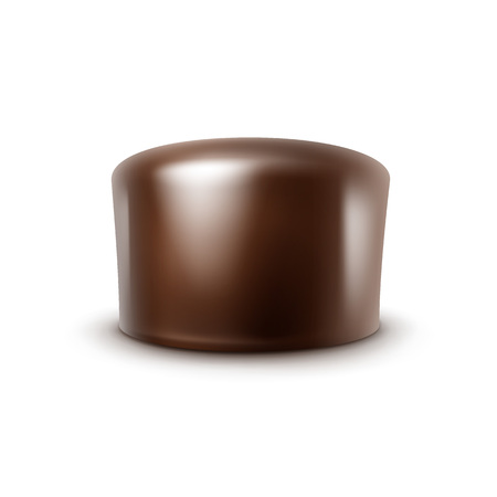 Vector Realistic Dark Black Bitter Chocolate Candy Isolated on White Backgroundのイラスト素材