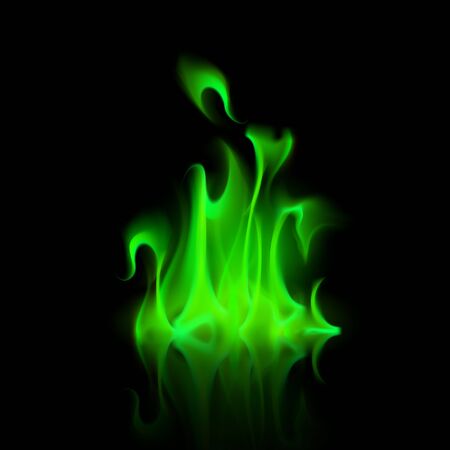 Vector Green Magic Fire Flame Bonfire  Isolated on Backgroundのイラスト素材