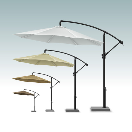 Blank Patio Outdoor Beach Cafe Lounge Restaurant Round Umbrella Parasolのイラスト素材