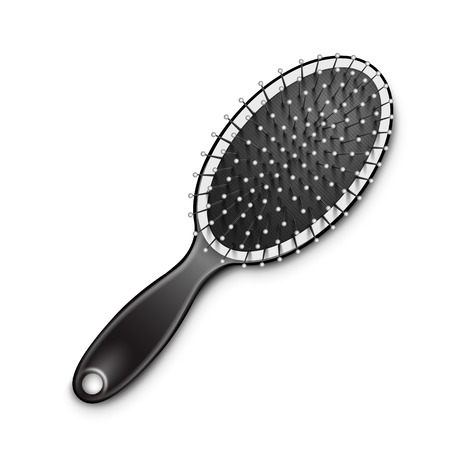 Black Plastic Grooming Hair Brush Comb Top View on Backgroundのイラスト素材