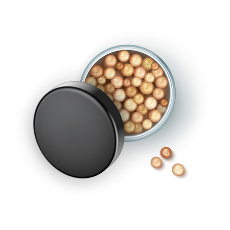 Vector Open Bronzing Pearls box with Black Cap Rouge Balls Isolated on White Backgroundのイラスト素材
