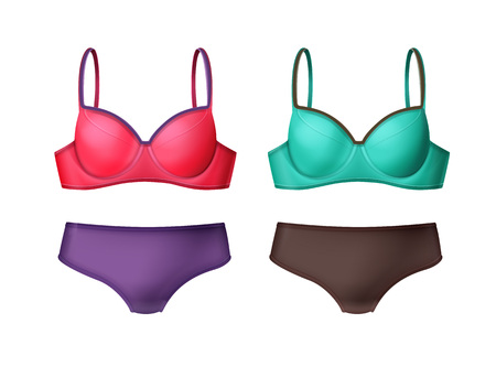 Women two-piece swimsuit isolated on plain background.のイラスト素材