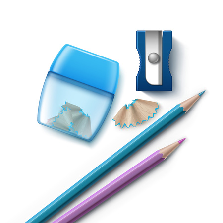 Pencils and sharpenersのイラスト素材