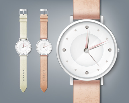 Vector woman's watch with gem, isolated close up on backgroundのイラスト素材