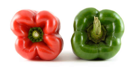 A red and green peppers lying down.の写真素材