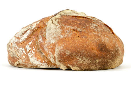 A loaf of sourdough bread isolated on a white background.の写真素材