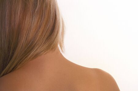 A young woman with long blonde hairの写真素材