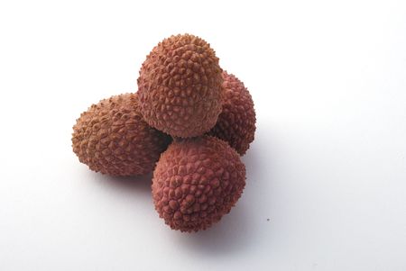 litchis on a white backgroundの写真素材