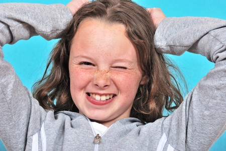 Girl pulling her hair