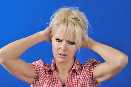 Portrait of a woman with a problemの写真素材