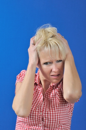 Portrait of a woman with a problemの写真素材