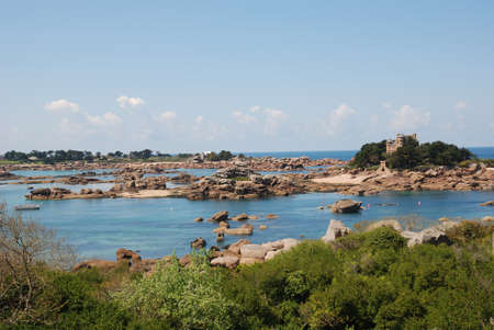 Cotes-d'Armor, Ploumanach rocks on the Pink Granite Coast in Perros-Guirec.の写真素材